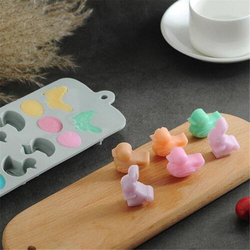 Easter Cake Mold 14 Holes Duck Rabbit Egg 3D Shape Silicone Mold For Baking DIY Jelly Chocolate Tool Kitchen Bakeware Accessorie