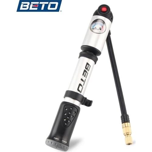 Beto MP-036 300 PSI Portable Hand Mini Pump Tire Fork Air Inflator Bike Pump Hose With Pressure Gauge Bicycle High Pressure Pump
