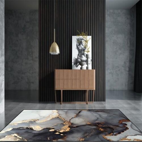 Luxury Black Gold Wash Painting Abstract Carpet For Modern Livng Room Nordic Simple Bedroom Rug Floor Mat For Kitchen Bathroom