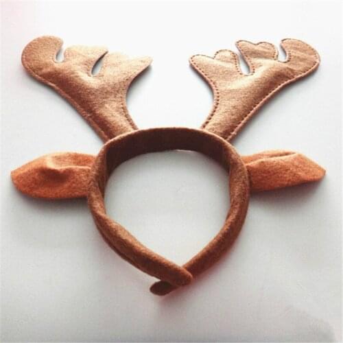 Christmas Head Buckle Sweet Brown Deer Antler Headwear With Ear Santa Reindeer Style Christmas Decoration Essential 6Z-HH112