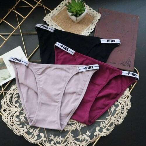 Sexy Women Panties Cotton G-String Letter PINK Underwear Seamless Briefs Thongs Low Waist Lady Intimates Sport Girls Lingerie