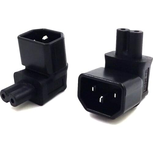 IEC 320 C14 Male to C7 Female Right Angle Power Adapter Plug, Connect C13 and C8 Conversion AC Electrical Plug 10A 250V