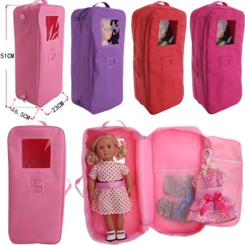 Doll Bags Suitcase Carry Travel Bag Fit 18 Inch American&43Cm Baby New Born Zaps Doll Reborn Logan Boy Generation Girl`s Toy DIY