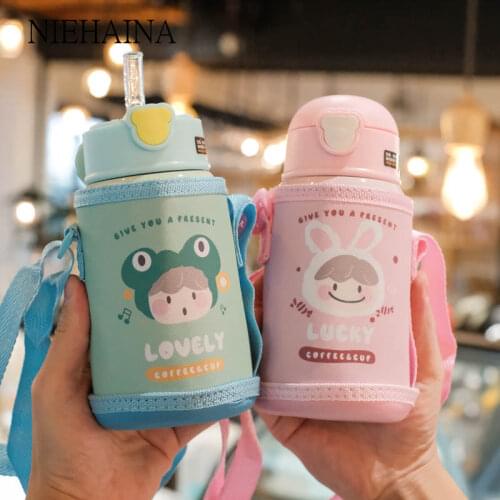 500M 400ml Cartoon Animal Pattern Intelligent Temperature Measuring Mug 316 Stainless Steel ChildrenS Vacuum Flask