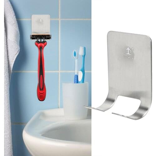 Bathroom Products Razor Holder Stainless Steel Home Storage Shaving Rack Wall Adhesive Shaver Hook