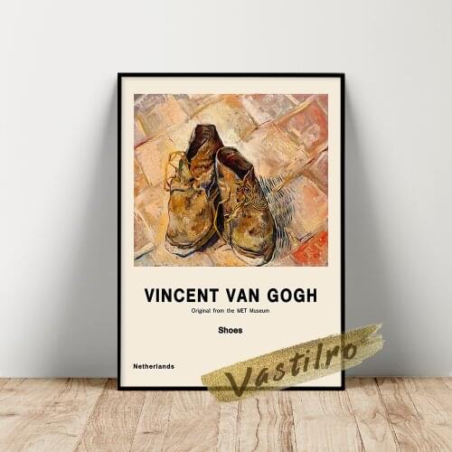 Vincent Van Gogh Museum Exhibition Poster, Vincent Gogh Shoes Oil Painting, Van Gogh Still Life Wall Picture, Retro Gogh Prints