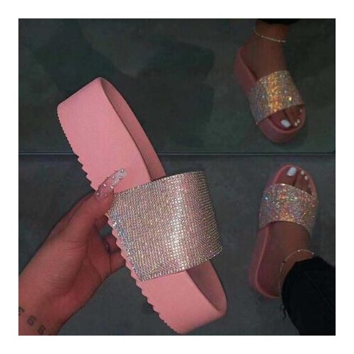 Outdoor wild fashion ladies Spring summer/women waterproof platform thick bottom rhinestone slippers candy-colored beach sandals