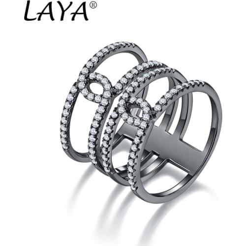 LAYA 925 Sterling Silver Fashion New Style Multi-Line Design High Quality Zircon Ring For Women Elegant Wedding Party Jewelry