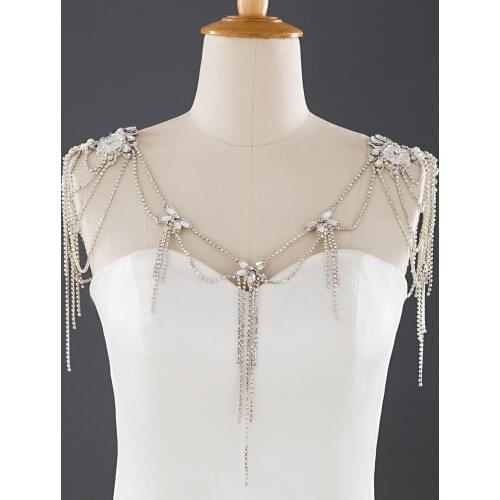 ZMG11Popular Vintage Tassels Wedding Party Shawl Lace Rhinestones Flowers Cloak Cape Jacket for Bride Marriage Bolero for women