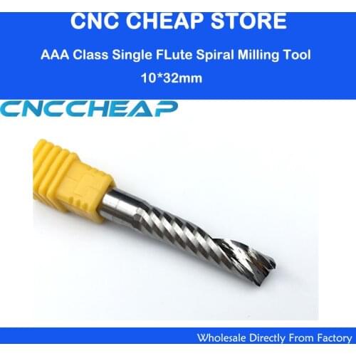 1pc 10*32*75MM Single Flute Acrylic Wood PVC Cutting Tools, End Mill Bits, Engraving Drill Bits, CNC Router Cutters Shank 10mm