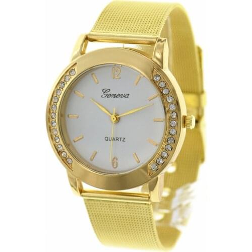 100pcs/lot new arrival women hot wrist band watch gold alloy ladies casual quartz geneva watches hot sale women dress watches