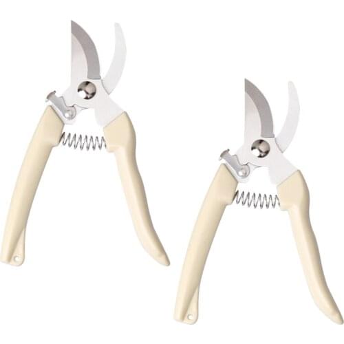 2PCS Stainless Steel Garden cut Shears Sharp Tree Trimmers Secateurs Hand Pruner Scissors Spring for Flower Tree Branch Cutting