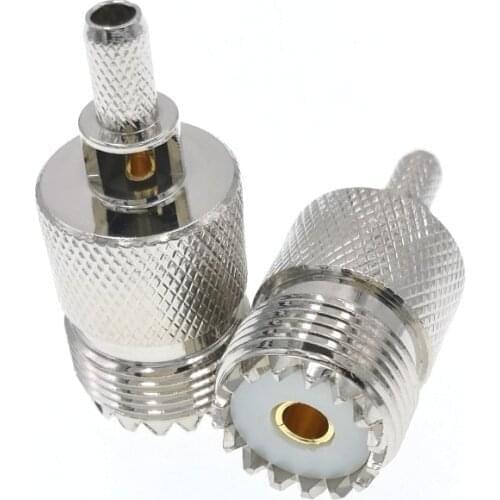 50PCS UHF SO239 PL259 Female Crimp RF Connector For RG58 LMR195 RG400 RG142 Cable