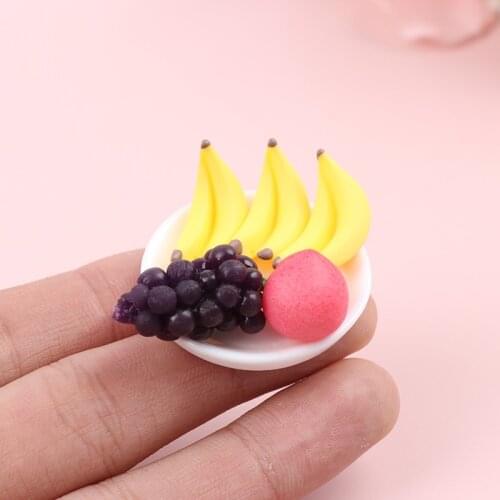 6Pcs/Set Doll House Accessories Doll House Fruit Grape Vegetable Fruit Tray Miniature Props