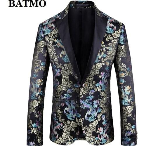 BATMO 2020 new arrival spring fashion printed flowers casual blazer jackets men,mens printed jackets ,1932