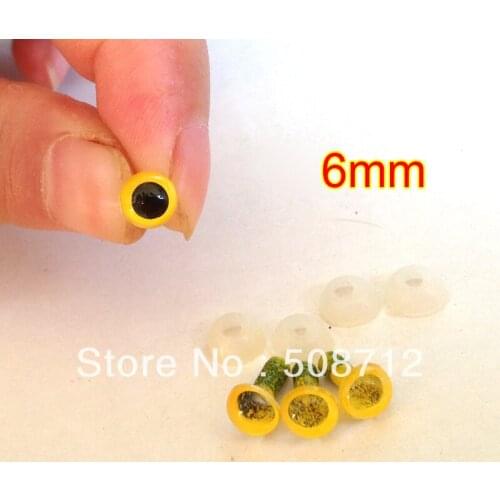 Free shipping!!!!DIY felt toy ------200pcs 6mm yellow Plastic Safety Eyes fit felt toy/yellow pupil toy eyes