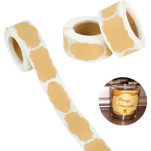 300PCS Kraft Paper Labels Self Adhesive Kraft Paper Sticker for Home Office Classification Tags Thanksgiving Gift Box Decor