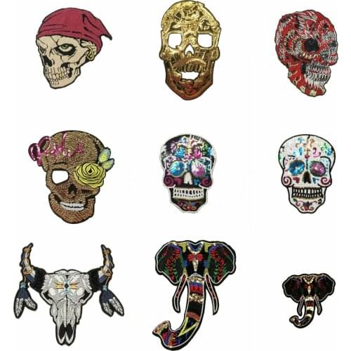 Large embroidery big skull animal cartoon patches for clothing AM-56