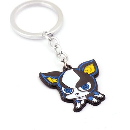 Anime JOJOS BIZARRE ADVENTURE Keychain Hollow Heart Alloy Pendant IGGY Dogs Cartoon Figure Car Key Chain Holder Jewelry