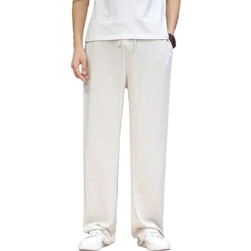 2020 New Mens Cotton and Linen Trousers Summer Loose and Comfortable Men Casual Pants Size S M L XL XXL XXXL 4XL Trousers Male