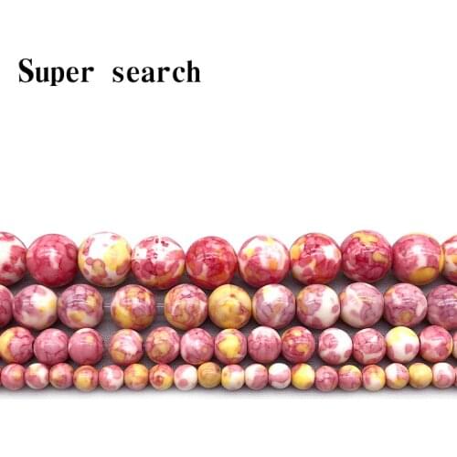 Natural White Yellow Pink stones Round Loose Beads 15" Strand 4 6 8 10 12MM Pick Size For Jewelry diy Bracelet Woman