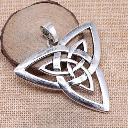 Charms for Jewelry Making Findings Handmade DIY Craft 1pcs Antique Silver Color 65x68mm Oversized Double Celtic Amulet Pendant