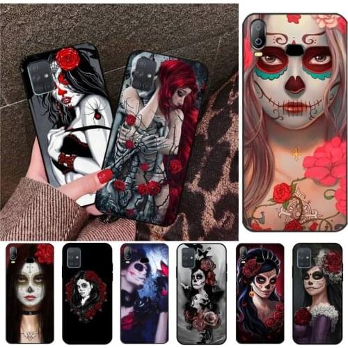 Catrina beautiful rose girl Skull Art Phone Case For Samsung Galaxy A21S A01 A11 A31 A81 A10 A20E A30 A40 A50 A70 A80 A71 A51