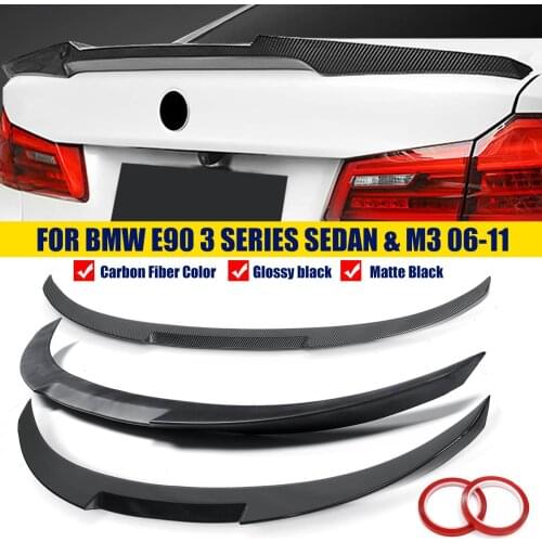 For BMW E90 Spoiler E90 3 SERIES Carbon Fiber 318i 320i 325i 330i E90 ABS Rear trunk spoiler Wing CF 2006-2011