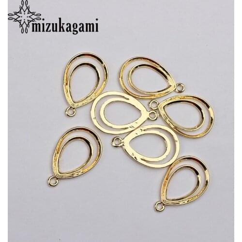 27*17MM 6pcs/lot Zinc Alloy Golden Double Water Drop Charms Connector Pendants For DIY Jewelry Earrings Making Accessories