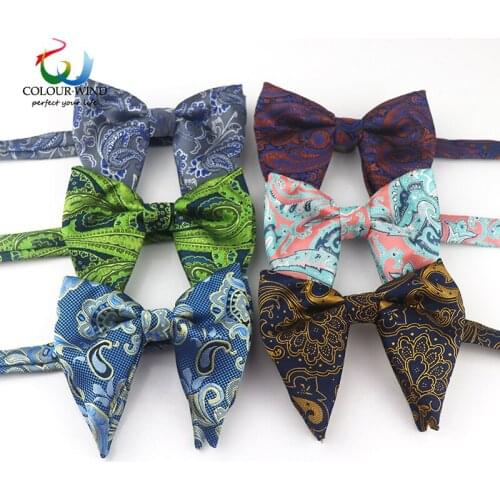 Polyester Big Bowties Groom Mens Paisley Soft Cravat 12*11CM Double Layers Butterfly Gravata Male Wedding Party Women Bow Ties