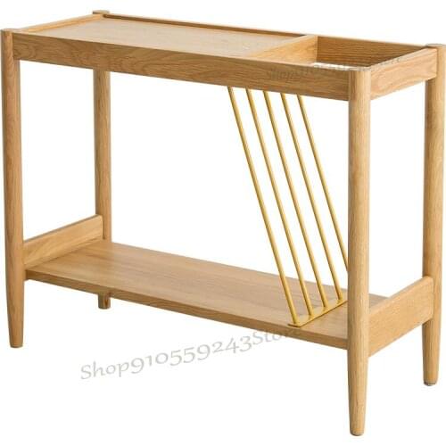 Custom Nordic Living Room Solid Wood Sofa Side A Few Corners Modern Minimalist Small Coffee Table Net Red Shelf Side Cabinet Sma