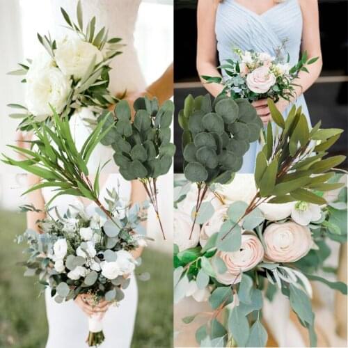 Artificial Green Eucalyptus Plant Branches Leaves Vase Floral Arrangements Artificial Plants Ivy Wreath Wall Decor Wedding Decor