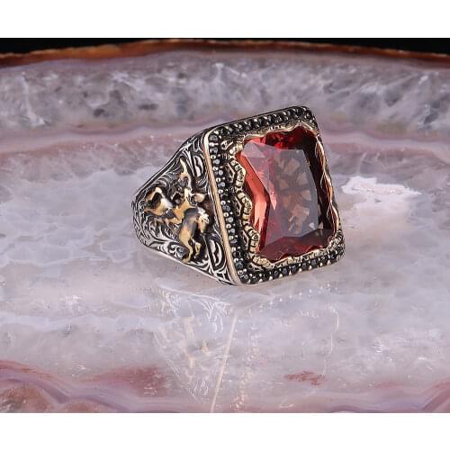 925 Silver Men Ring Zultanite Stone Cavalry and Horse Figure on the Side Exclusive Design for Mens Gift for him ottoman Style