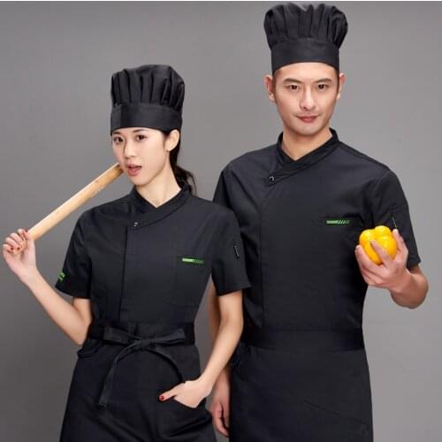 Hotel chef overalls men and women short sleeve summer breathable chef clothes solid color chef uniform
