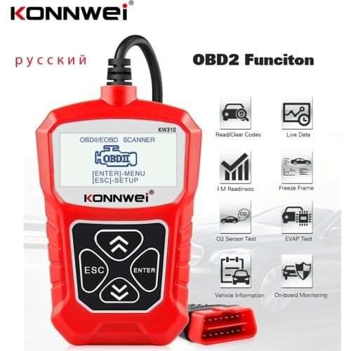 KONNWEI KW310 OBD2 Scanner Russian Language Car Diagnostics Tool OBD 2 Car Scanner for Auto ODB2 Car Tools Better Than ELM327
