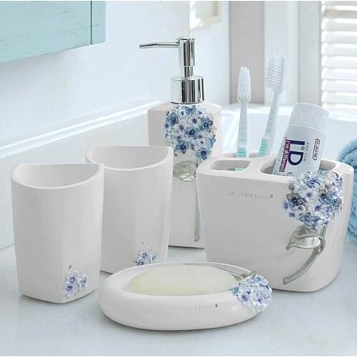 Creative European-style Resin Bathroom Five-piece Bathroom Supplies Household Dental Appliances Bathroom Mouthwash Cup Wash Set