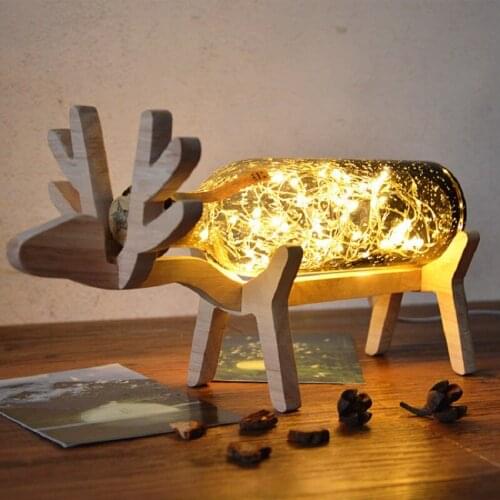 Handmade Beech Deer Lamp Bracket Glass Night Lamp Base Decoration Creative Spark Tree Honeysuckle Bedroom Lamp