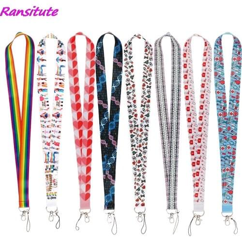 Ransitute R2146 Medical Theme Rainbow Gay Doctor Nurse Lanyard Badge ID Lanyards Phone Rope Key Lanyard Neck Straps Accessories