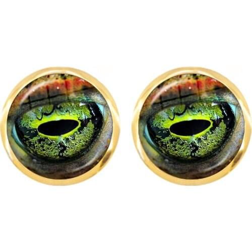 New Dragon Snake Owl Cat Tiger Earrings Fiery Dragon Jewelry Glass Cabochon Animal Eyes Stud Earrings For Women Girls Gift