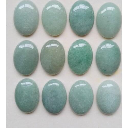 Wholesale 25mmx18mm Natural Green Aventurine stone Oval CAB CABOCHON stone beads teardrop 12pcs/lot Free shipping