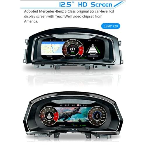 12.5'' LCD Car Instrument Dashboard with Audi style Pointer customization 9 modes ACC Dashboard for VW Passat B8 Golf 7 Variant