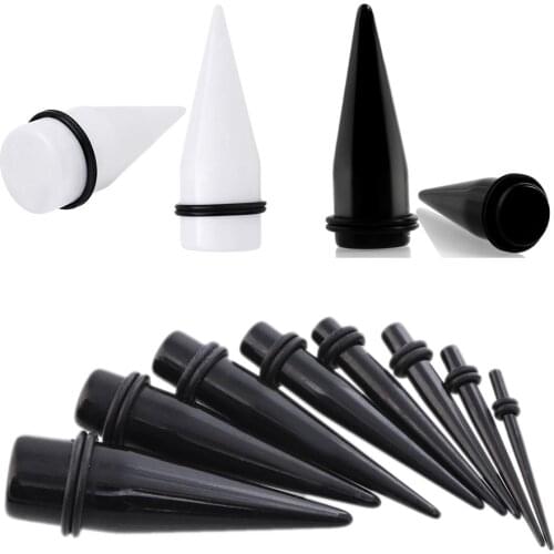 2Pcs Acrylic Black&White Ear Taper Jewelry Ear Plug Gauges Ear Expander Stretcher Piercing for Unisex Jewelry 1.6mm-16mm