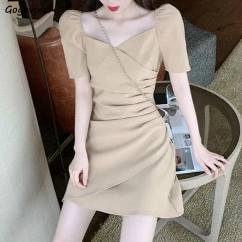 Dress Women Irregular Khaki Elegant Temperament Solid Korean Style Trendy Leisure Streetwear Oversize 2XL All-match New Female