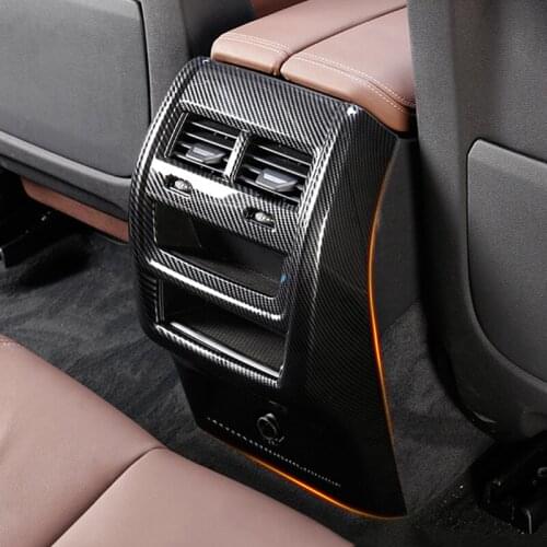 Carbon Fiber Color Center Armrest Rear Air Outlet Decoration Frame Cover Anti-kicking Trim For BMW X5 G05 Interior Accessories