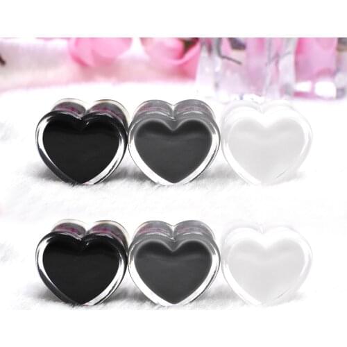 Simple Pure Color Heart Shape Ear Gauges Tunnels and Plug Acrylic Ear Expander Studs Stretching Ear Piercing 6-25mm