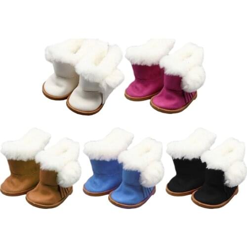 1 Pair Doll Dress Up Boots Solid Color White Plush Boots for 18 Inches US Girl Doll Accessories Creative Children Gift