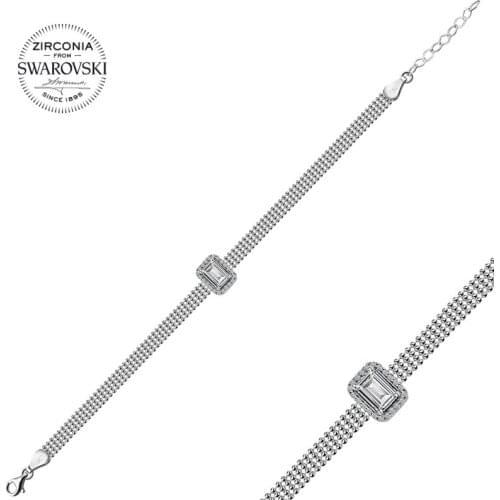 Silverlina Silver Swarovski Zirconia Baget Gemstone Bracelet