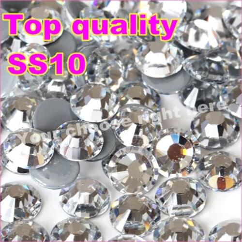 SS10 minisize Best Quality Hot Fix Rhinestone More Shiny,super Bright hotfix stones Crystal 10gross/bag Flatback Whit Glue