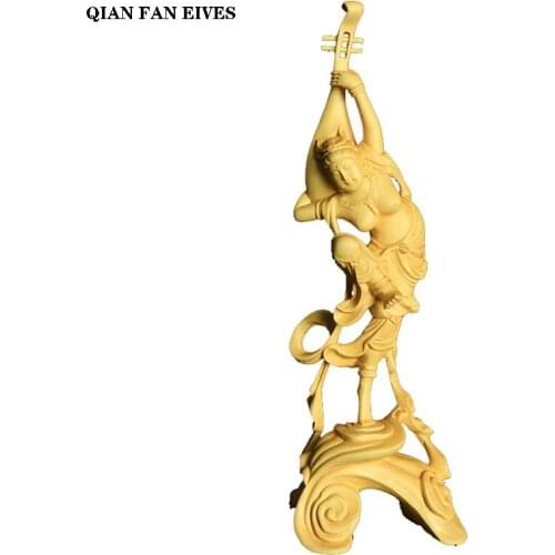 Solid wood Dunhuang Flying Beauty statue，Classical character，Modern art sculpture，High-end home decoration crafts free delivery