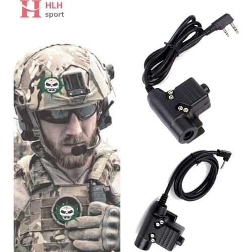 HlhSport Tactical U94 Headset Ptt Radio Cable Plug for Kenwood Motolora Bowman Ptt Paintball Hunting Headset Accessories